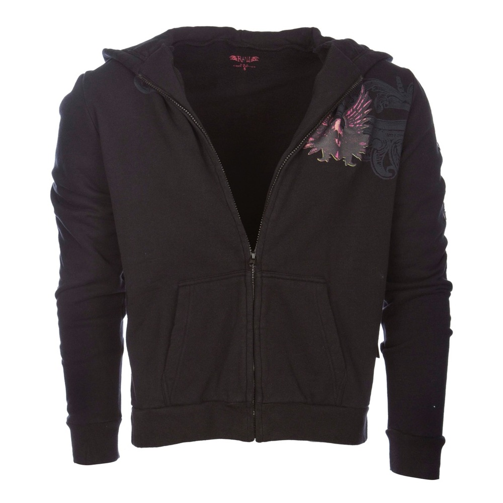 Raw7 Zip-Up Hoodie “Live Free” - Black